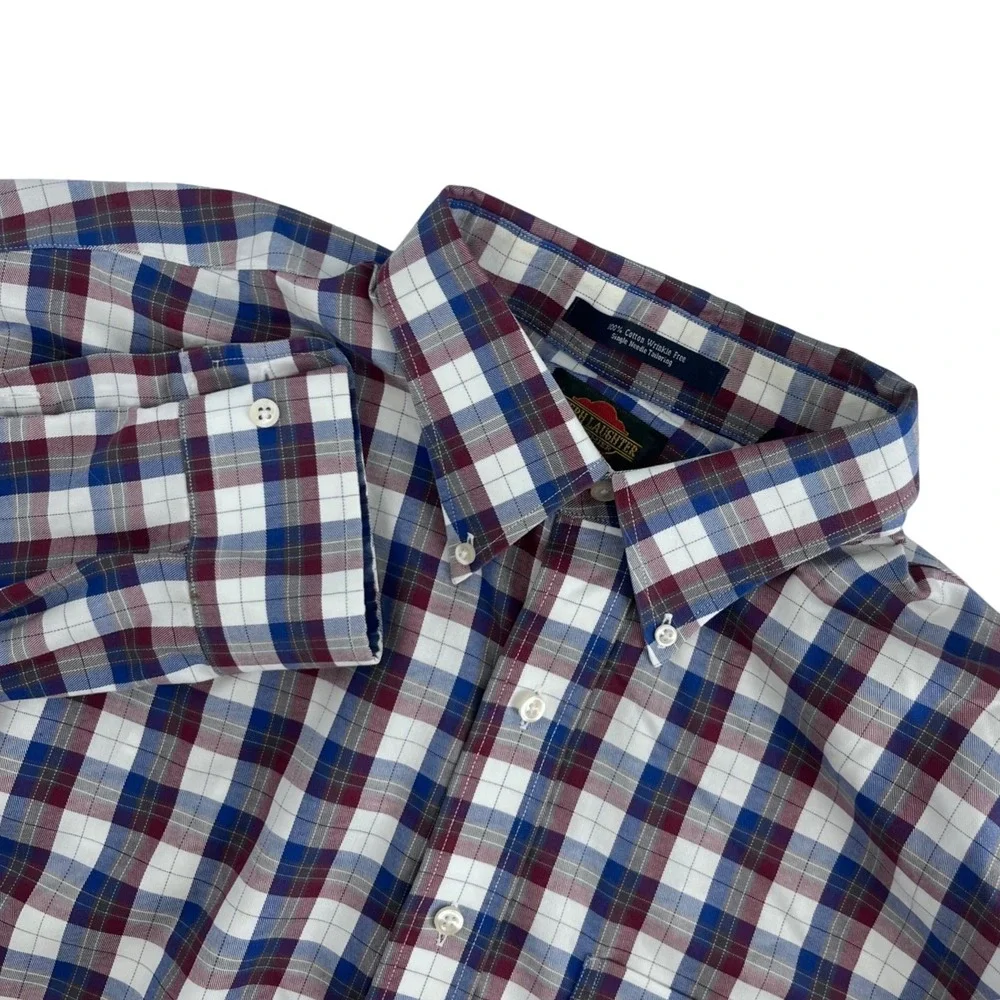 Joseph Laughter Clothier‎ Mens XL Plaid Button Down Shirt Wrinkle Free Cotton